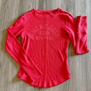 Red Long Sleeve Ribbed Top